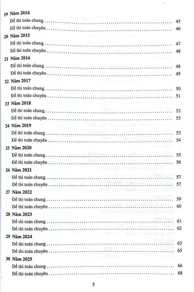 30 NĂM ĐỀ THI TUYỂN SINH VÀO LỚP 10 PHỔ THÔNG NĂNG KHIẾU MÔN TOÁN 1996 - 2025 (Dùng chung cho các bộ SGK hiện hành)